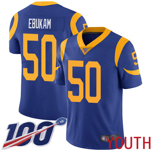 Los Angeles Rams Limited Royal Blue Youth Samson Ebukam Alternate Jersey NFL Football 50 100th Season Vapor Untouchable